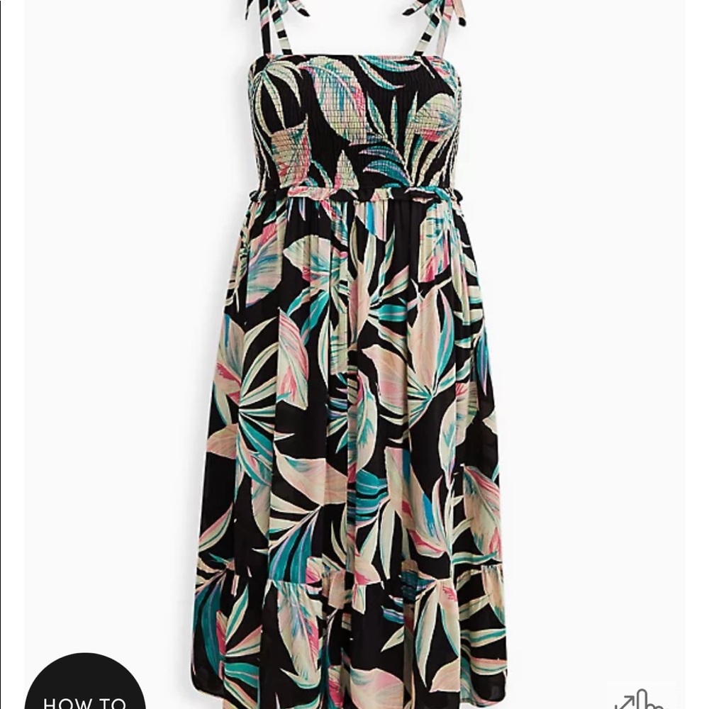 Torrid Tie-Front Smocked Midi Dress